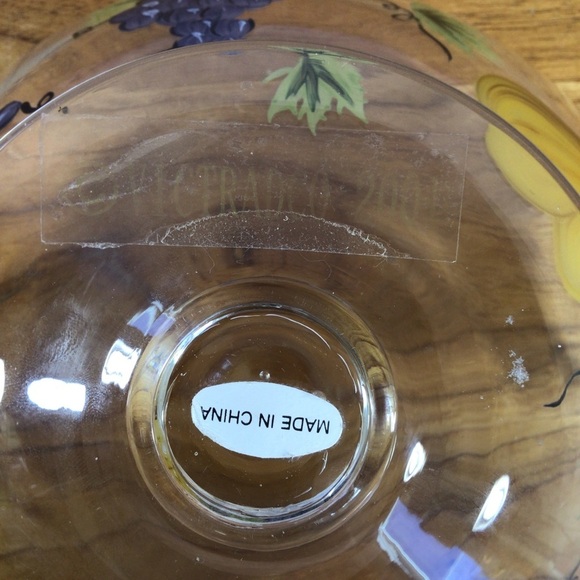 Victradco Hand Painted Fruit Pedestal Glass Bowl - 2001 - Picture 7 of 7